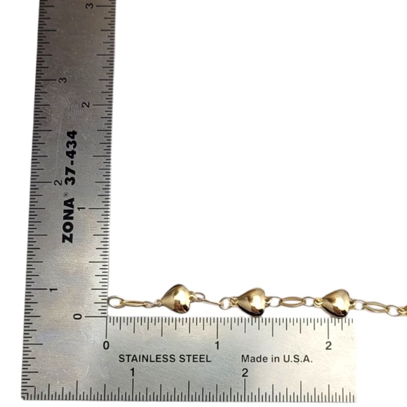 14K Yellow Gold Heart Link Bracelet #21058 - Picture 5 of 6